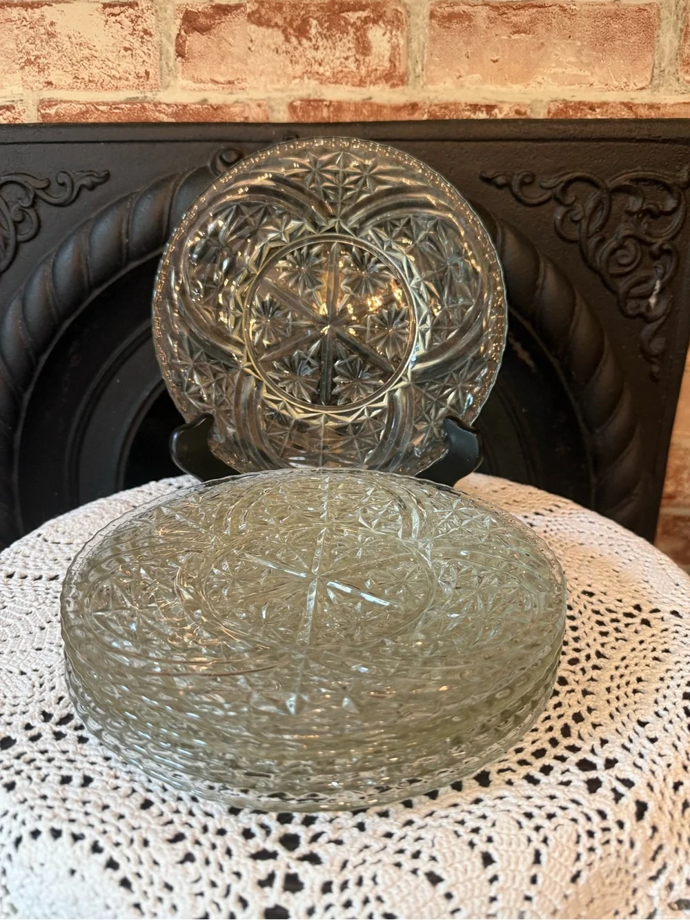 Anchor Hocking Stars and Bars Clear Glass 8.25” Luncheon Salad Plates Set of 6